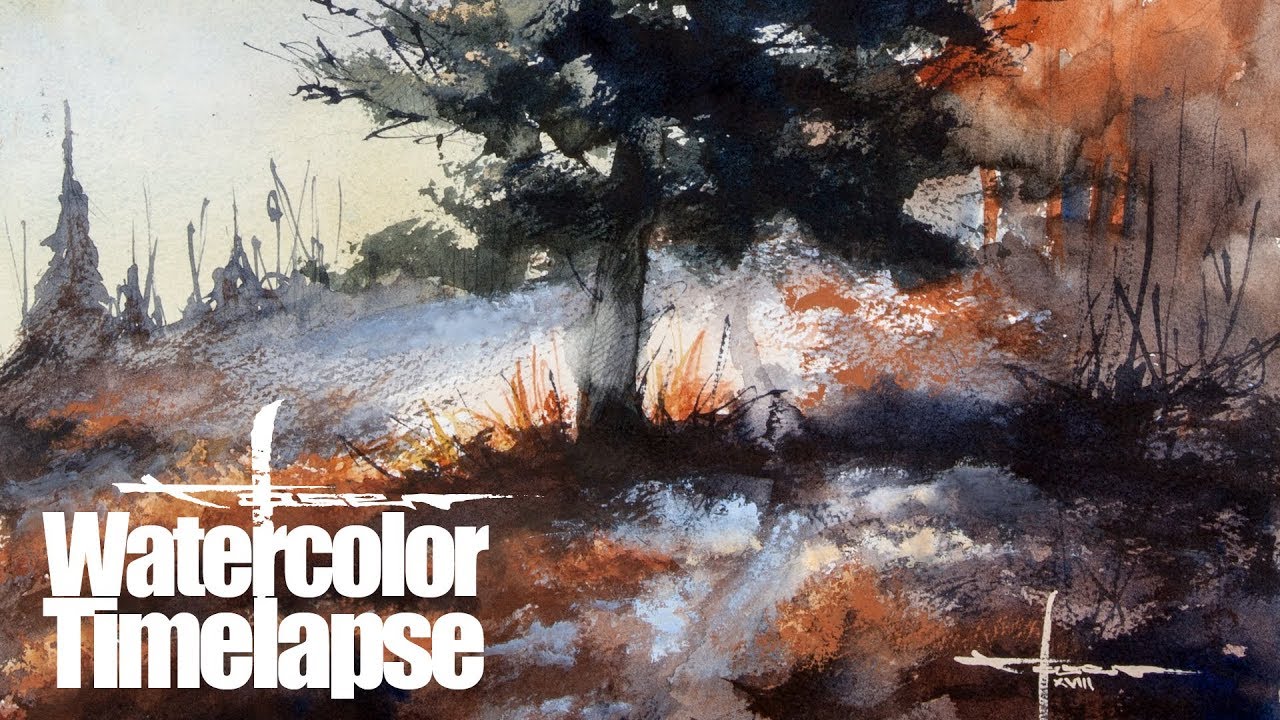 Watercolor [Speed painting - Timelapse] Andechs - Landscape 002