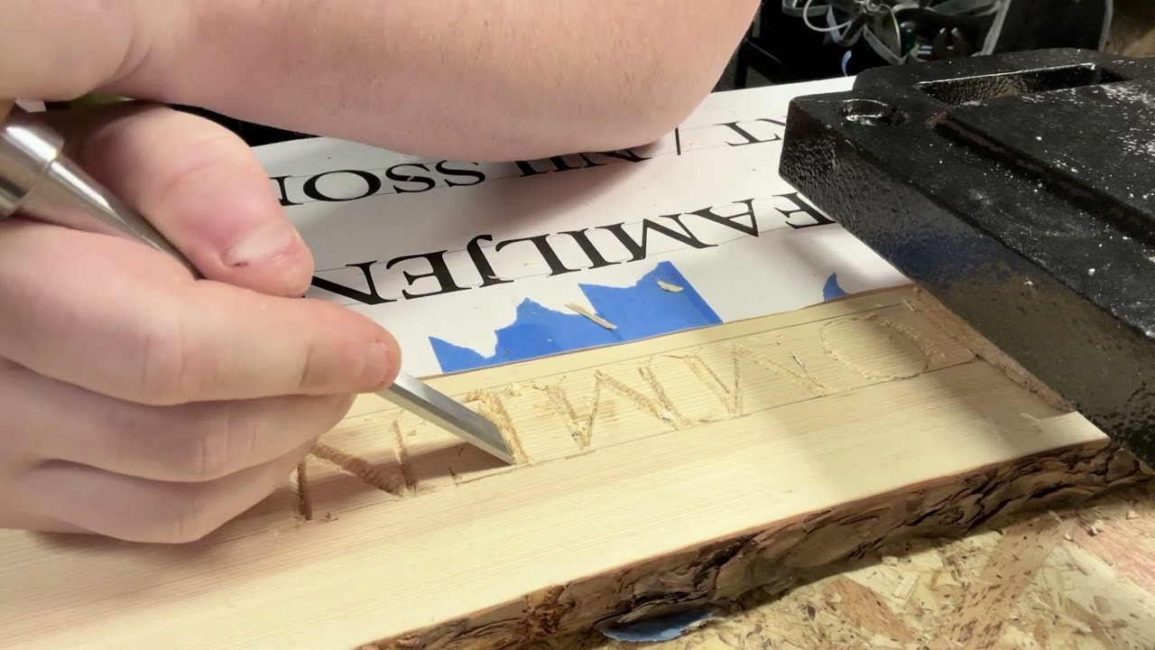 Hand carved sign part I   They said it would be fun