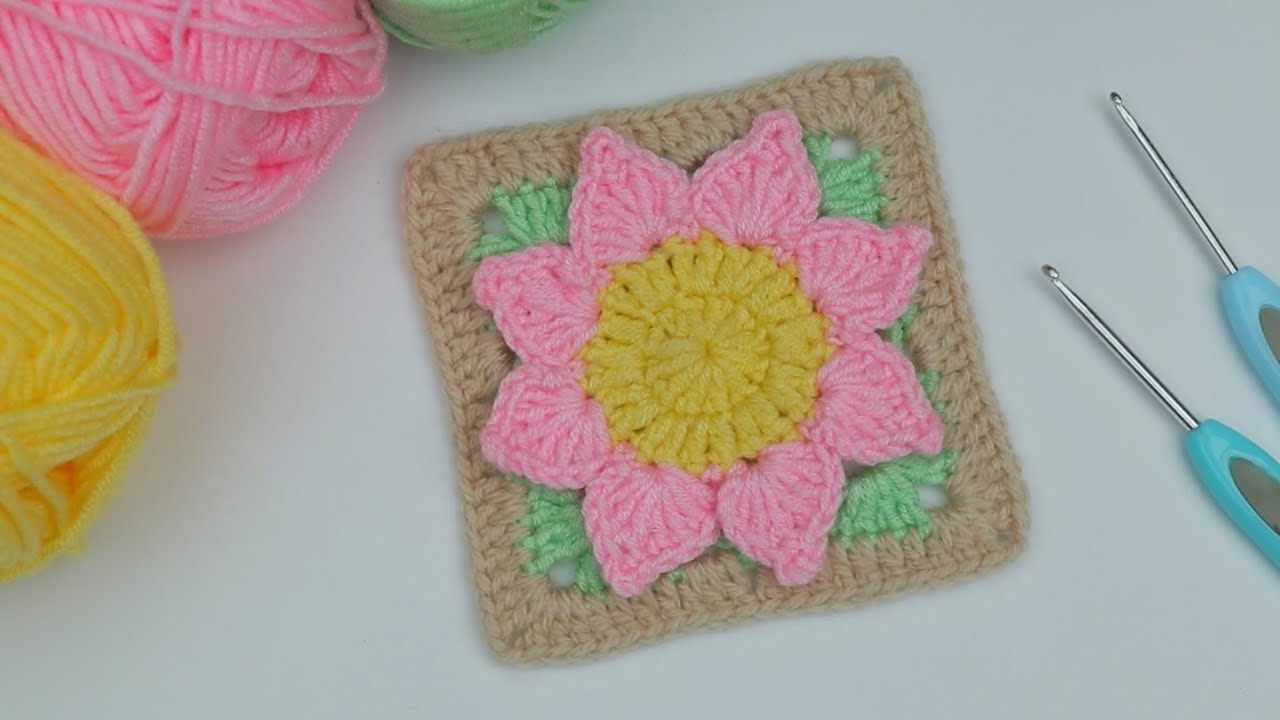 New unusual Crochet Flower granny square for beginners