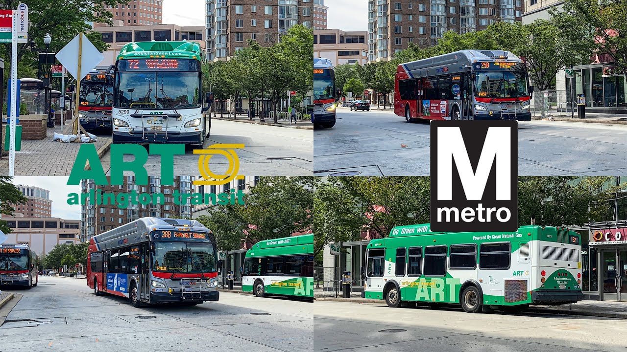 WMATA Metrobus and Arlington Transit Compilation at Ballston-MU station