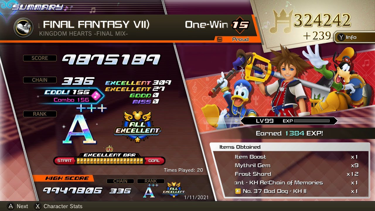 One-Winged Angel (FFVII) - Performer Full Combo + All Excellent on Proud - KH Melody of Memory
