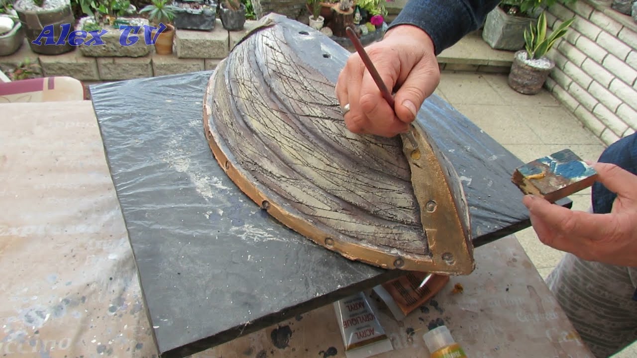Blumentopf / Pflanzschale aus Zement und Sand selber machen .