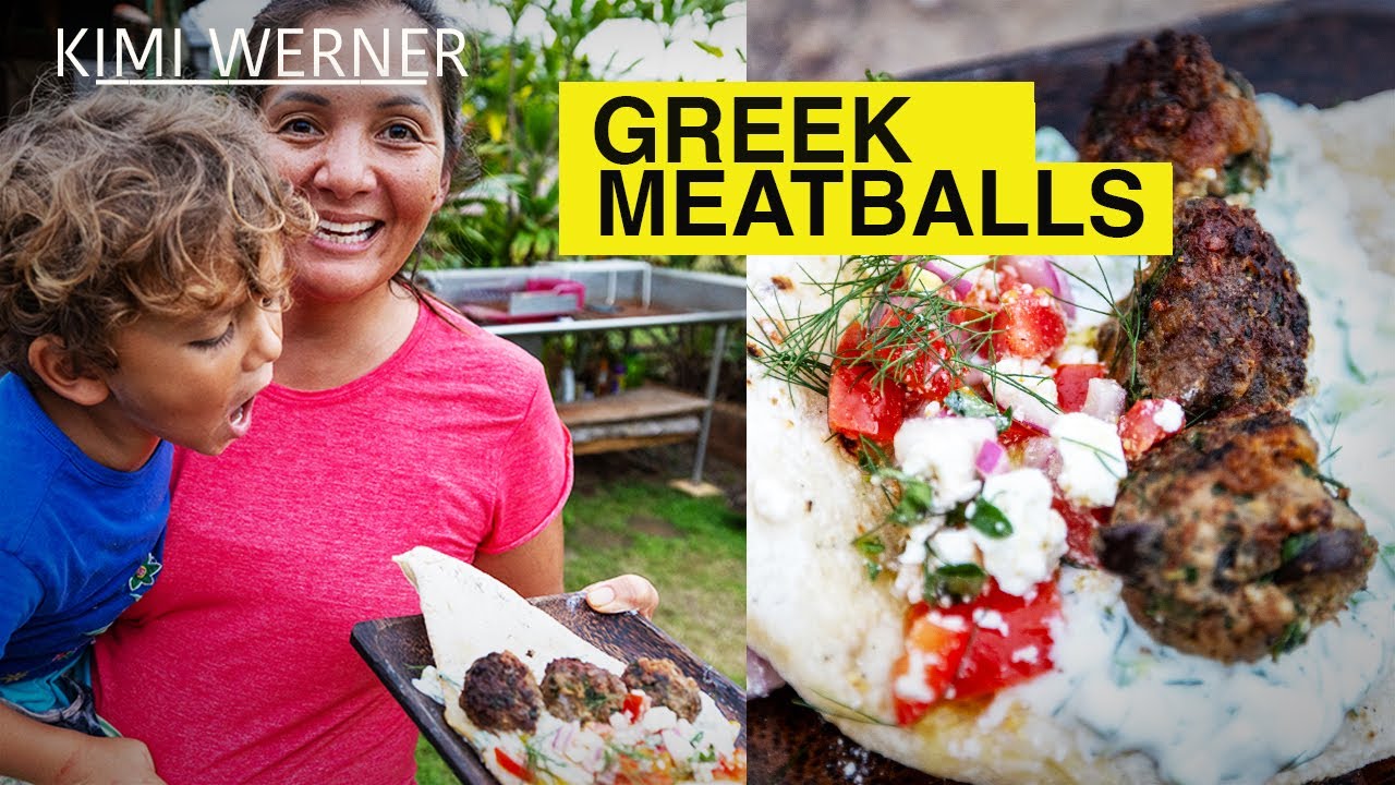 Greek Meatballs with Kimi Werner and Buddy.
