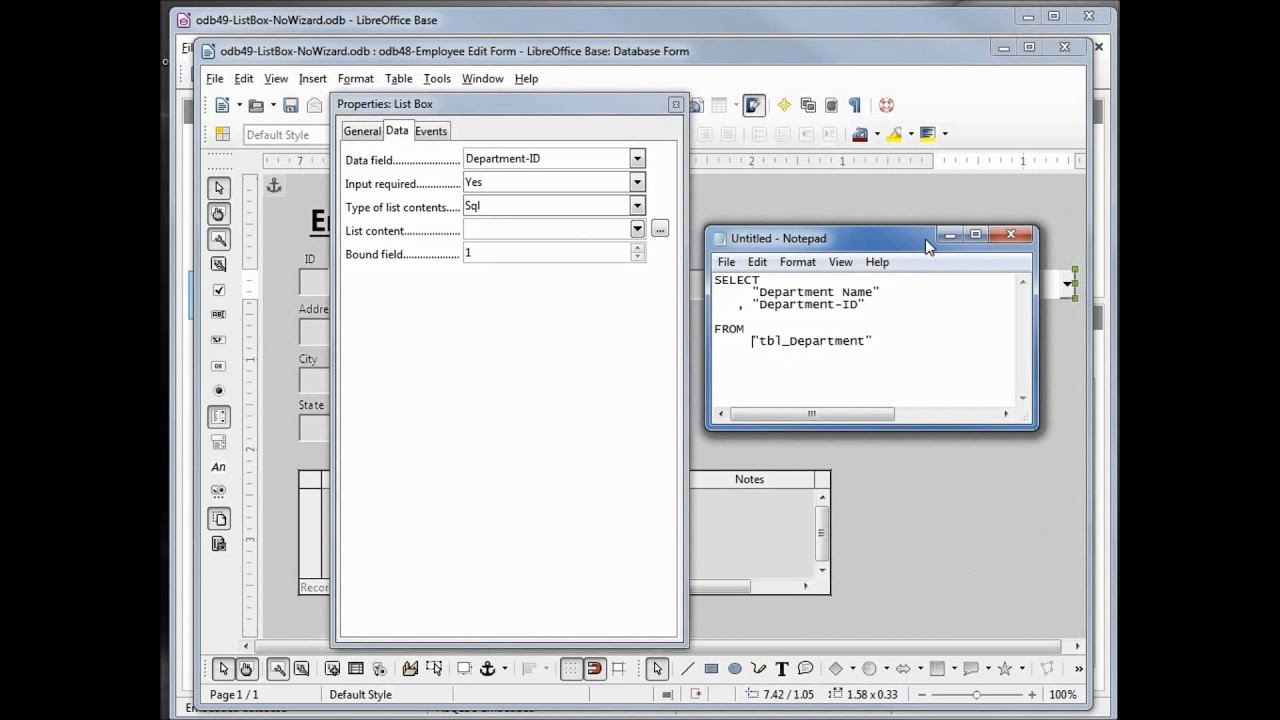LibreOffice Base (49) ListBox No Wizard