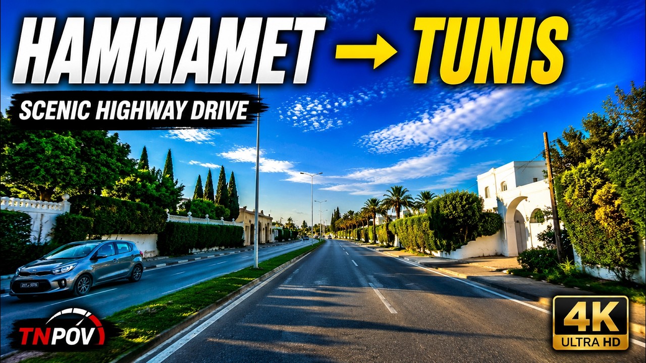 🚗 Driving from Hammamet to Ezzahra 🇹🇳 | Tunisia Highway Drive in 4K | Relaxing POV