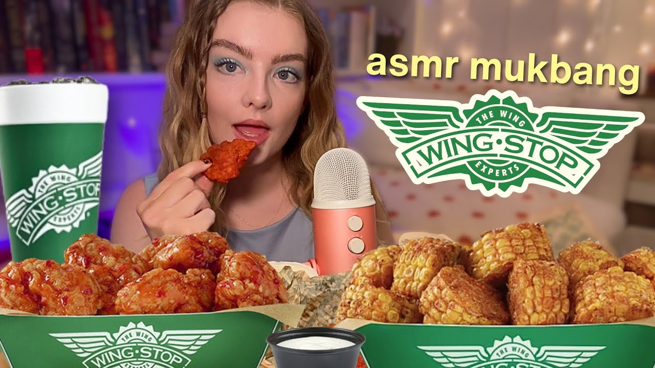 ASMR wingstop mukbang 🍗🌽 mouth sounds, eating sounds