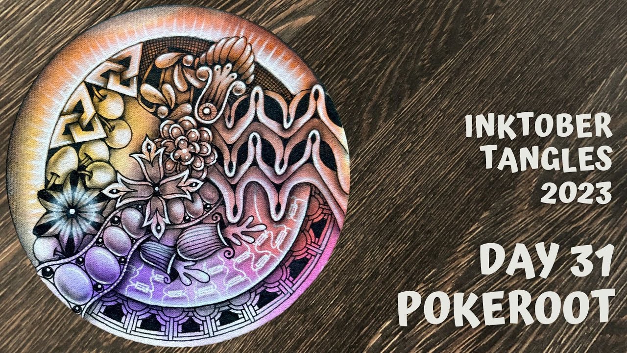 Inktober Tangles 2023 - Day 31 - Pokeroot