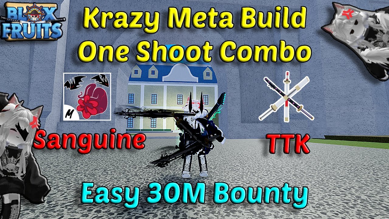 Krazy Meta Build Best Combo Sanguine + TTK + Portal + SkulGuitar Blox Fruits Bounty Hunting Easy 30M