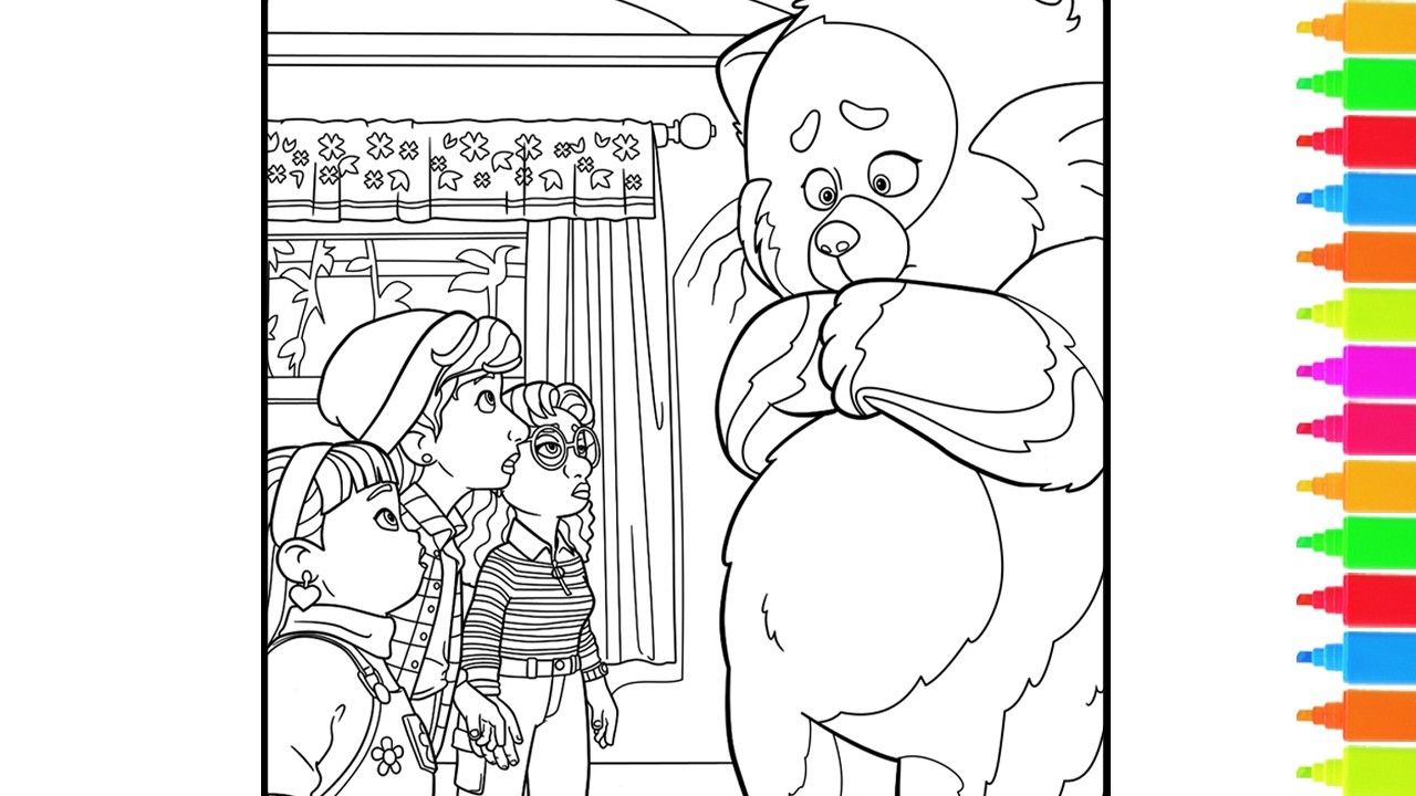 Coloring Mei Mei as Giant Red Panda, Miriam, Abby, Priya | Disney Pixar Turning Red
