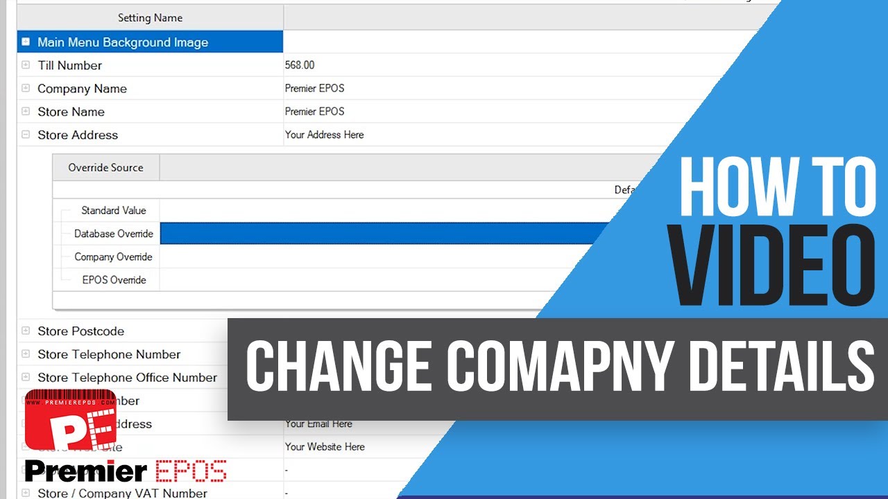 How To - Change Company Details | Premier EPOS Software