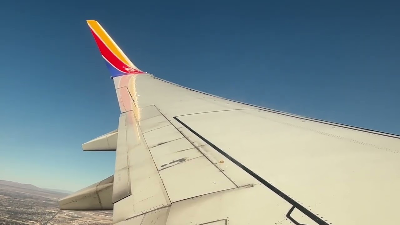 Southwest Boeing 737-700 Runway 1R Takeoff over Las Vegas Strip! LAS to ABQ 12/1/25 | Row 14 View