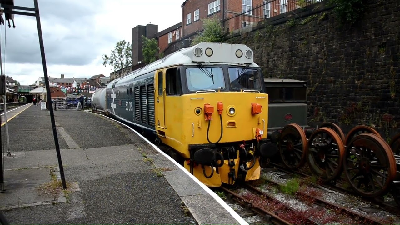 Class 50 50015 Start up and pull away, Bury Station 28th June 2024.