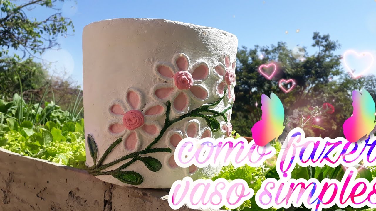 COMO FAZER VASO SIMPLES DE TECIDO E CIMENTO