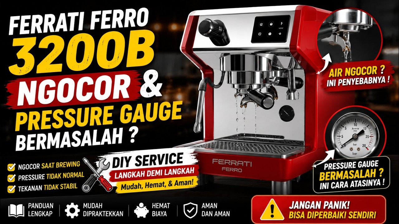 Ferrati Ferro 3200B NGOCOR & PRESSURE GAUGE bermasalah - DIY Service Mesin Espresso Ferrati Ferro !