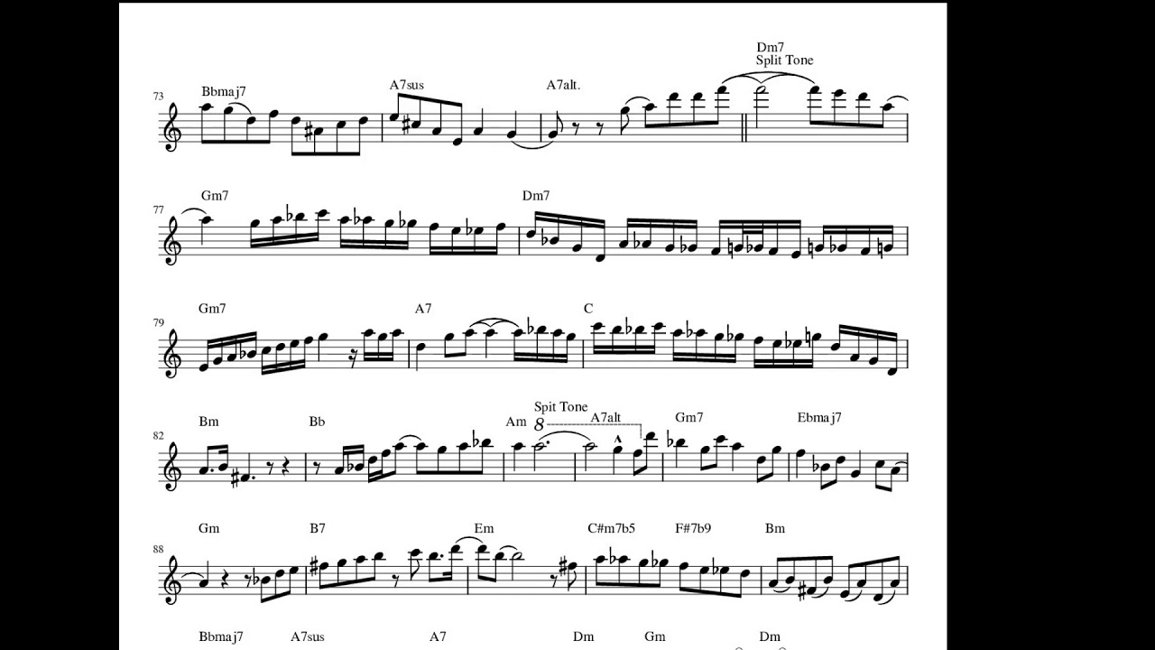 David Sanborn Alto Saxophone Transcription on 