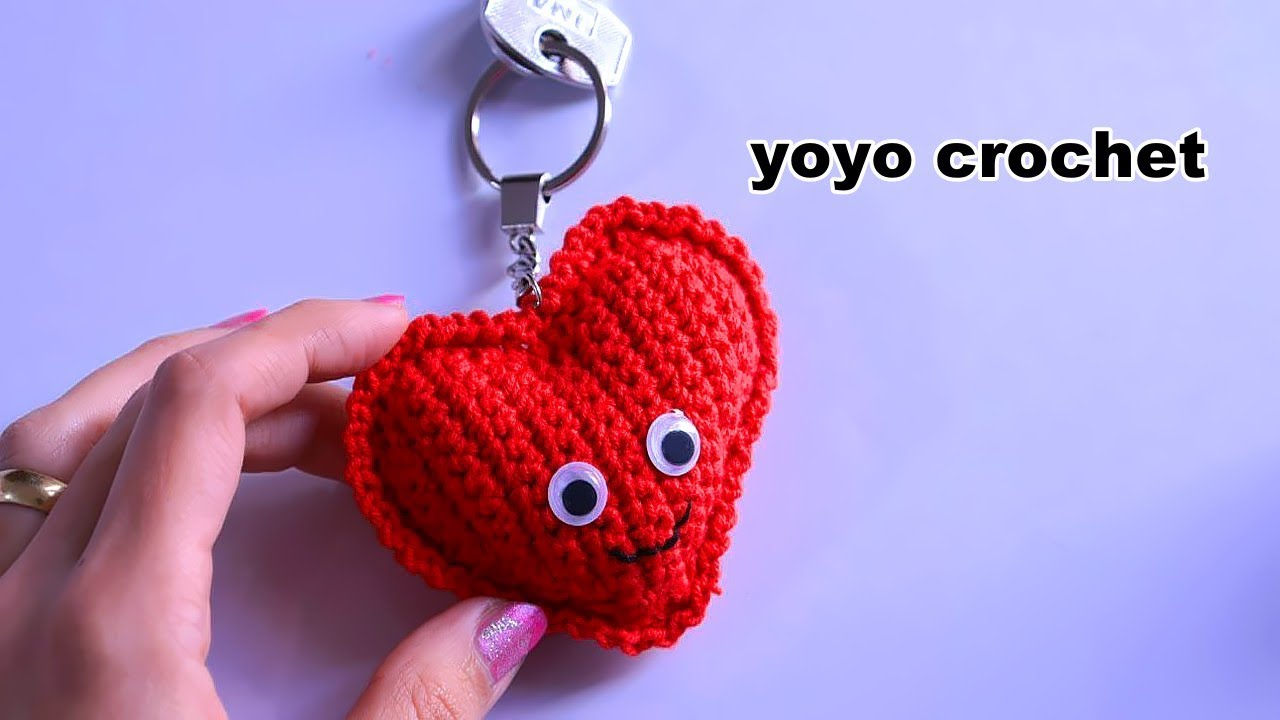 كروشية أميجرومى / ميدالية  قلب كروشية سهل/ لعيد الام /crochet keychain #يويو كروشية #