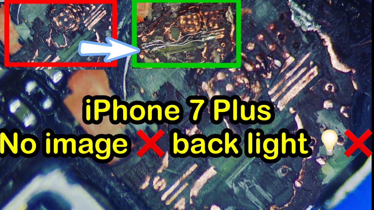 iPhone 7 Plus no image, no back light. Long screw damage fix.
