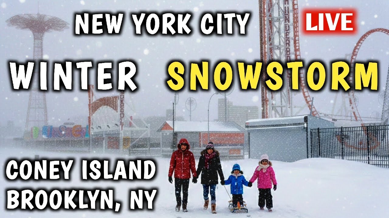 SNOWSTORM Watch NYC LIVE ❄️ WINTER STORM Coney Island Brooklyn, NY Right Now! ❄️