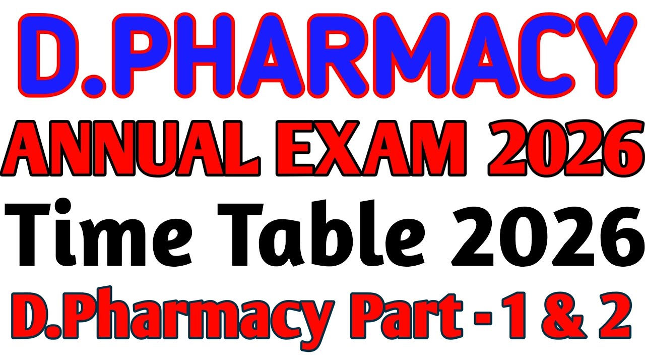 D.Pharmacy Time Table - March 2026 Examination Karnataka l D'pharmacy Exam Updates 2026 Karnataka 