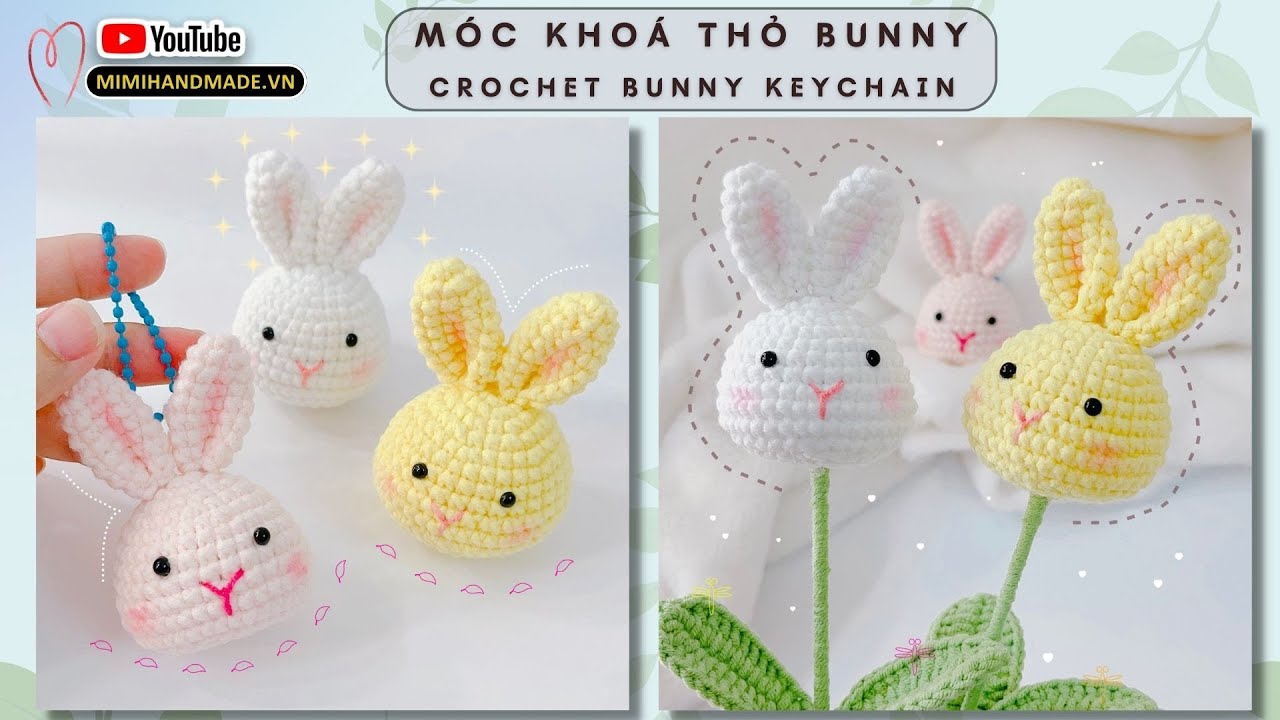 Crochet Bunny Keychain 🌟Bunny Amigurumi Tutorial | Móc Móc Khoá Thỏ Bunny Dễ Nhất | Mimi Handmade