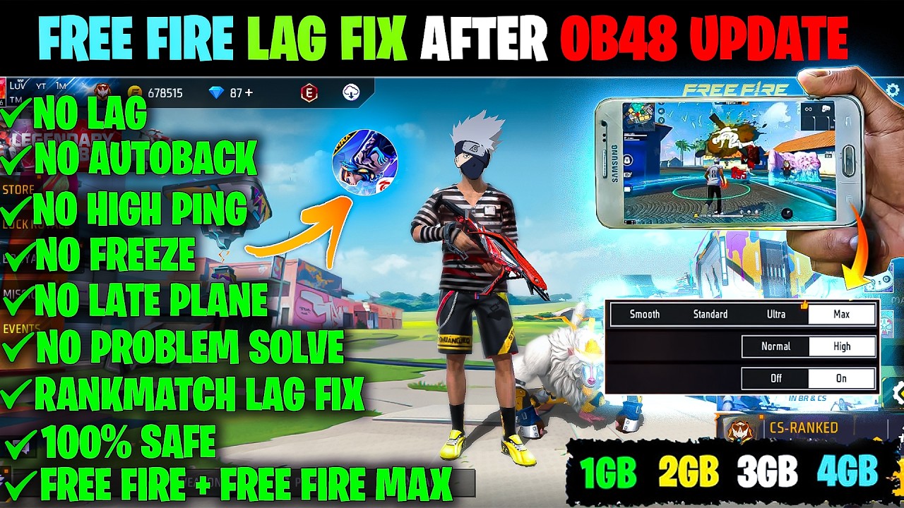 FREE FIRE LAG FIX 1GB 2GB RAM | FREE FIRE LAG FIX AFTER OB48 UPDATE | FF MAX LAG FIX CONFIG FILE
