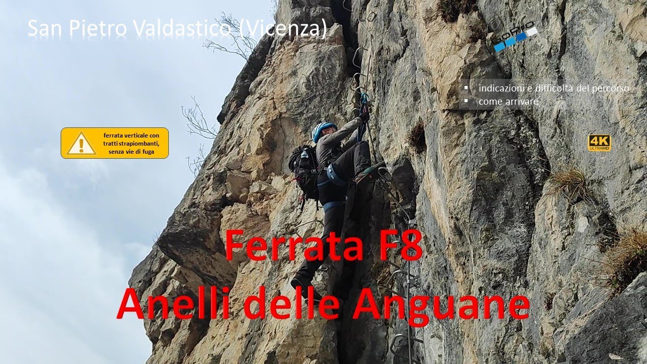 10 minuti di adrenalina: ferrata F8 agli Anelli delle Anguane. Veneto, San Pietro Valdastico