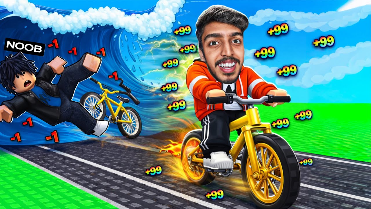 Escaping the Tsunami on BICYCLE in Roblox!