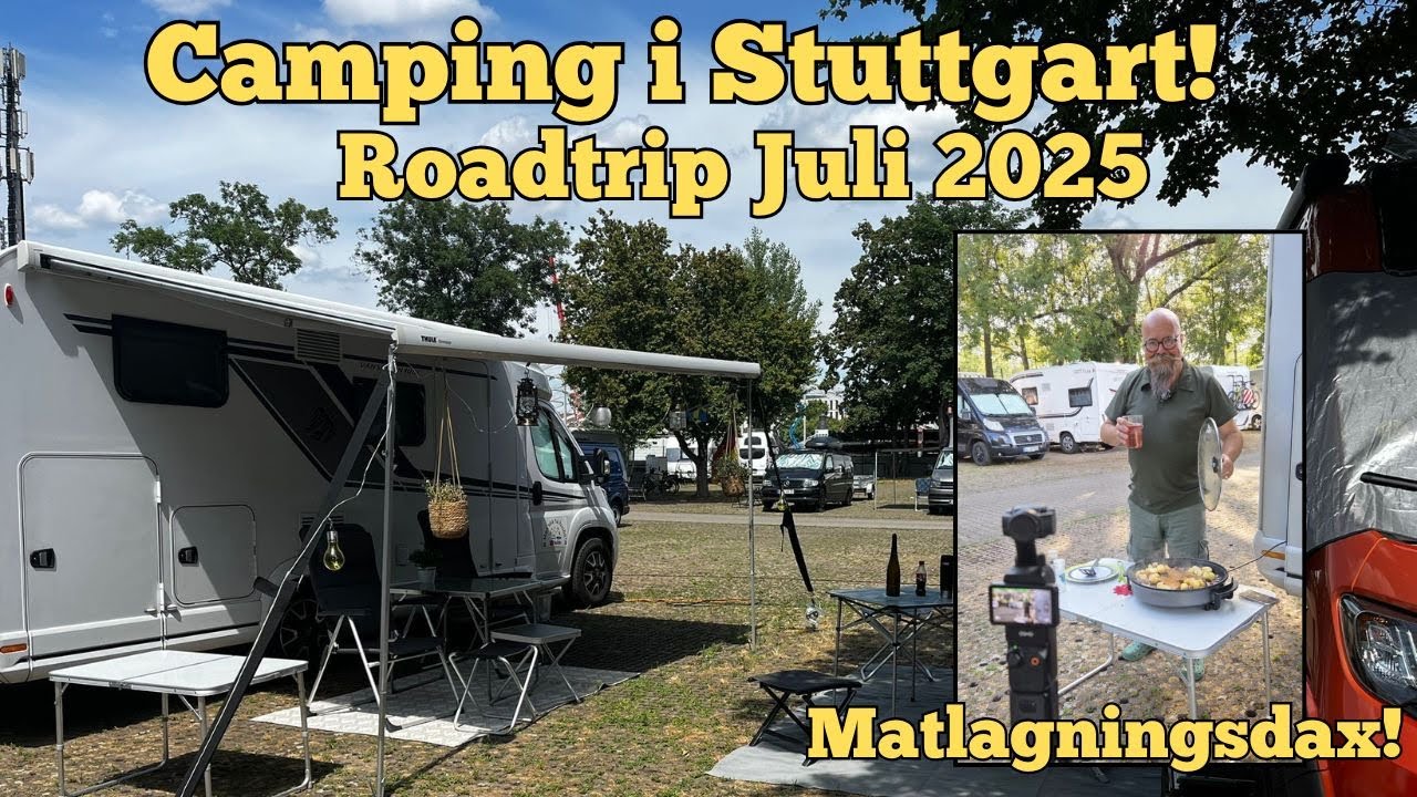 Hamnar med husbilen i Stuttgart,  supertrevlig camping, 32 &euro; per natt, ok pris f&ouml;r detta l&auml;get!