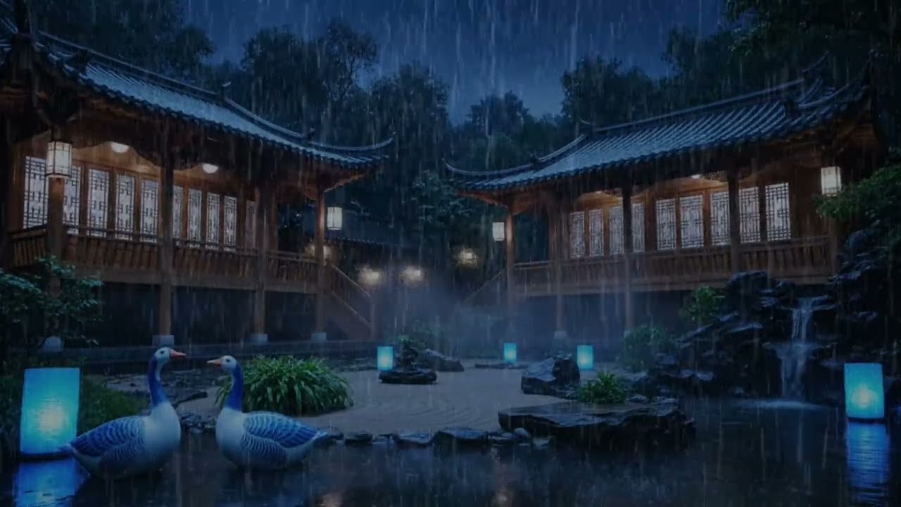 Sleep Peacefully with Two Hidden Chinese Houses, Zen Garden & Soothing Night Rain
