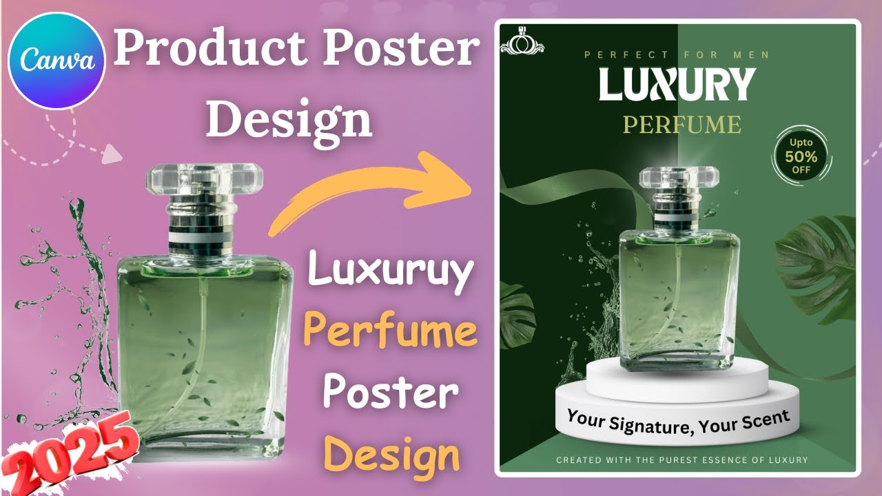 Create Product Poster Design in Canva | Luxury Perfume Poster Design | Canva Tutorial