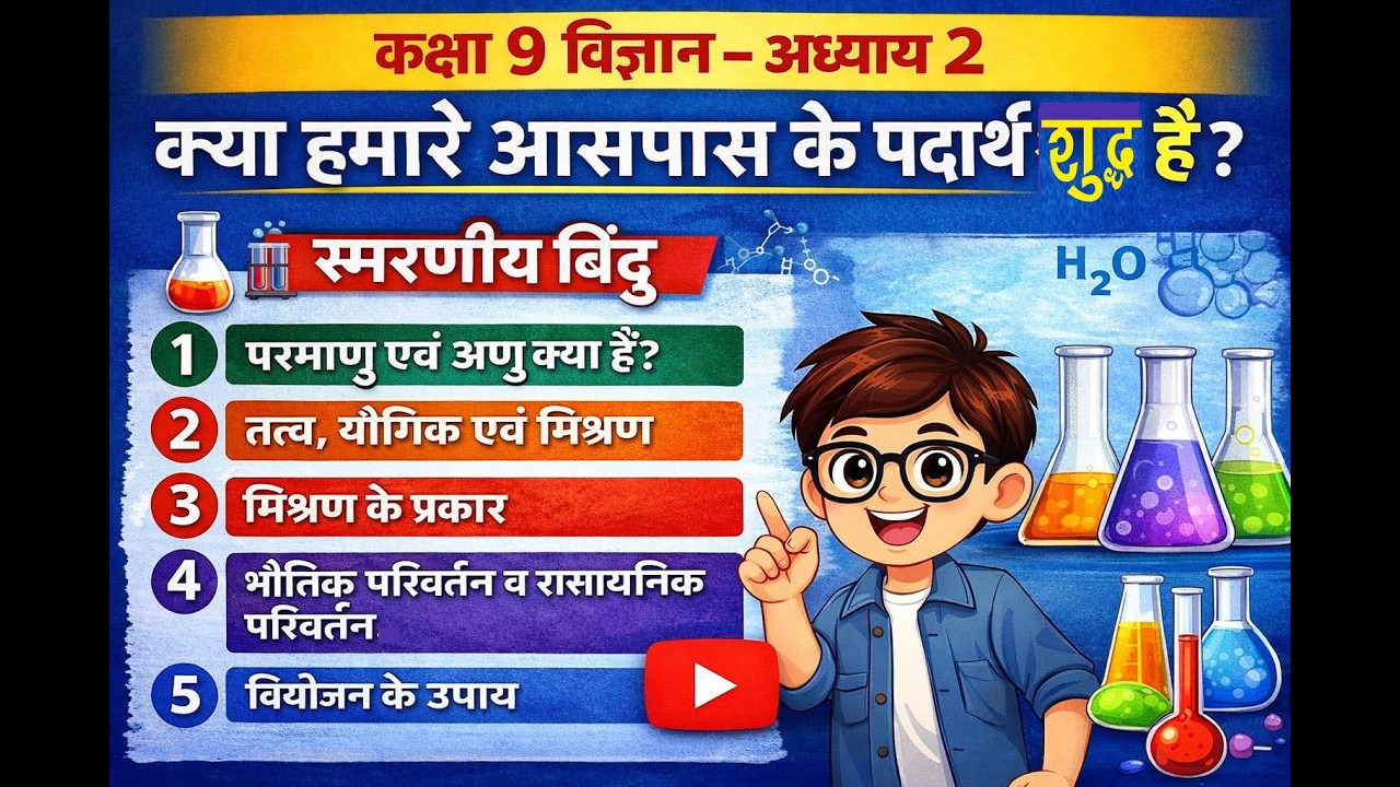 Class 9th Chapter 2 क्या हमारे आसपास के पदार्थ शुद्ध है (स्मरणीय बिंदु )