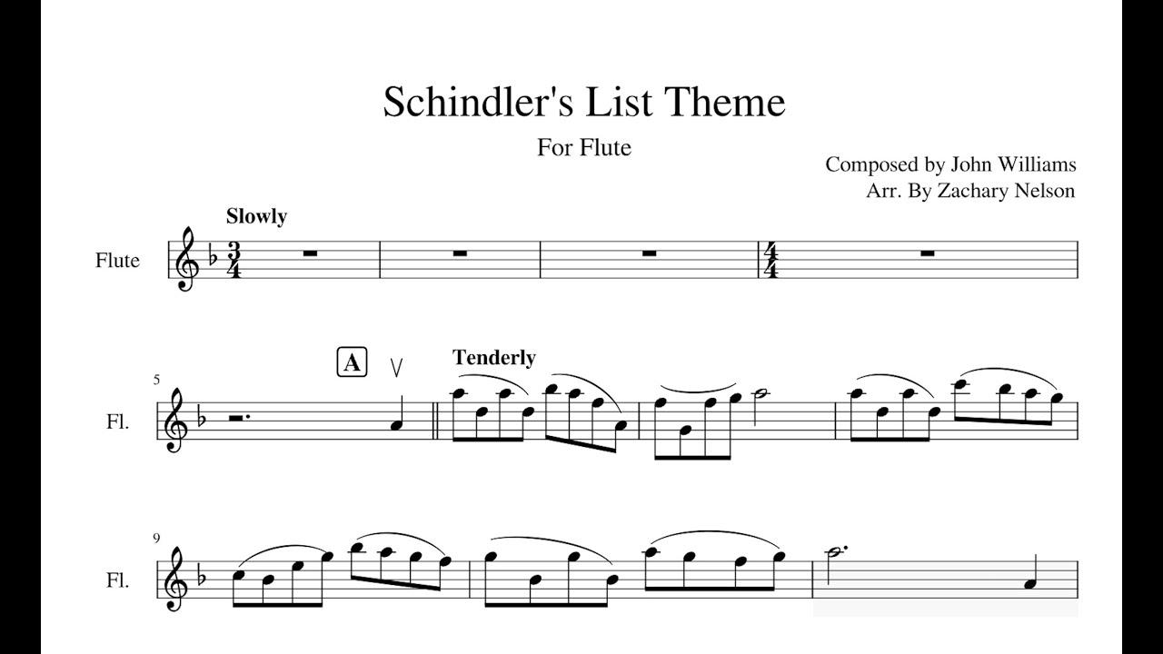 Schindler's List Theme by John Williams - Flute Play-along