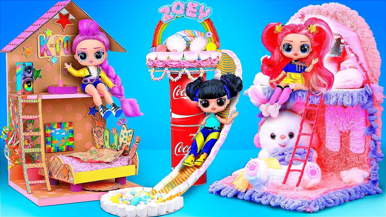 DIY Cardboard and Fluffy Houses for K-Pop Demon Hunters! 10 Crafts for L.O.L. Dolls
