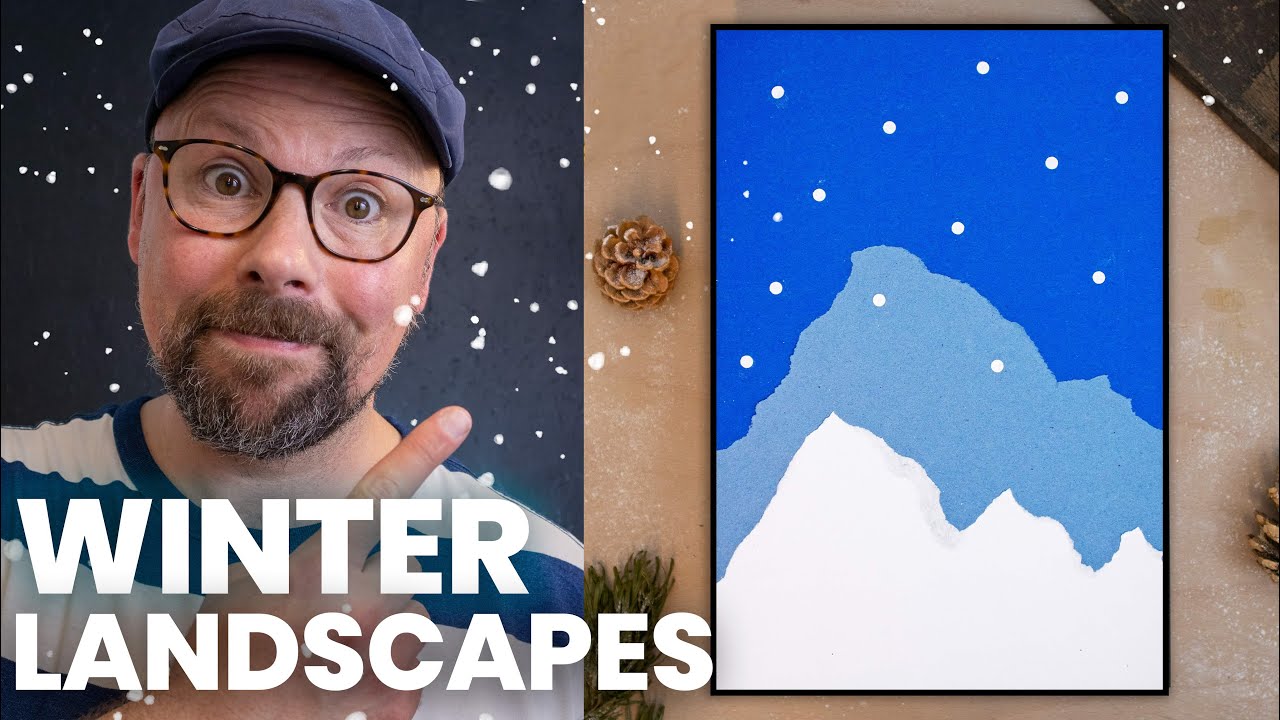 How to make arctic landscapes with ripped paper art. Easy effective art activity idea.