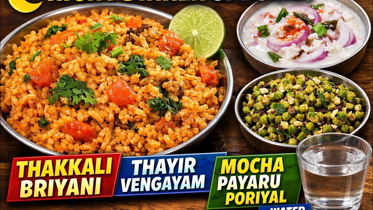 Easy Night Dinner Menu | Thakkali Briyani with Village Style Sides 🌙✨🍅🍛