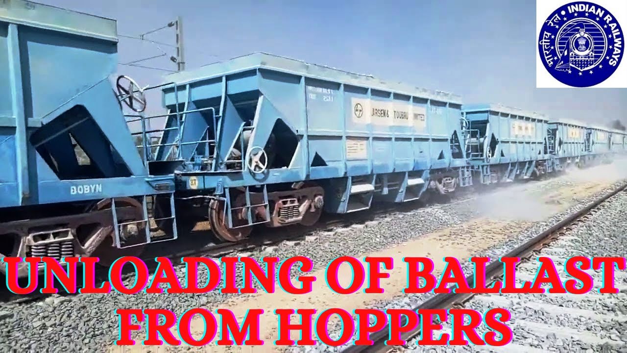 UNLOADING OF BALLAST FROM HOPPER WAGONS  हॉपर वैगनों से गिट्टी उतारना