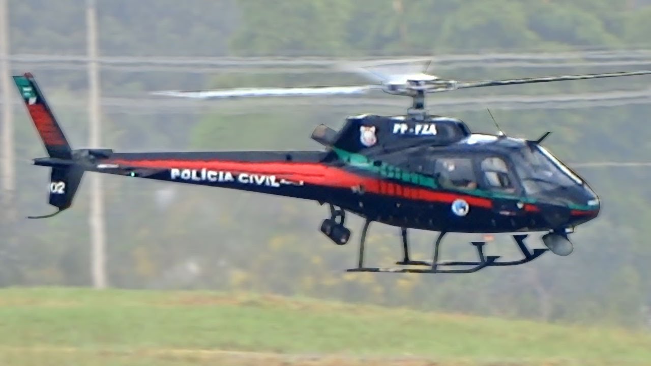 Helibras AS-350 B2 Helicopter Approach and Landing (Eurocopter, Airbus Helicopters)
