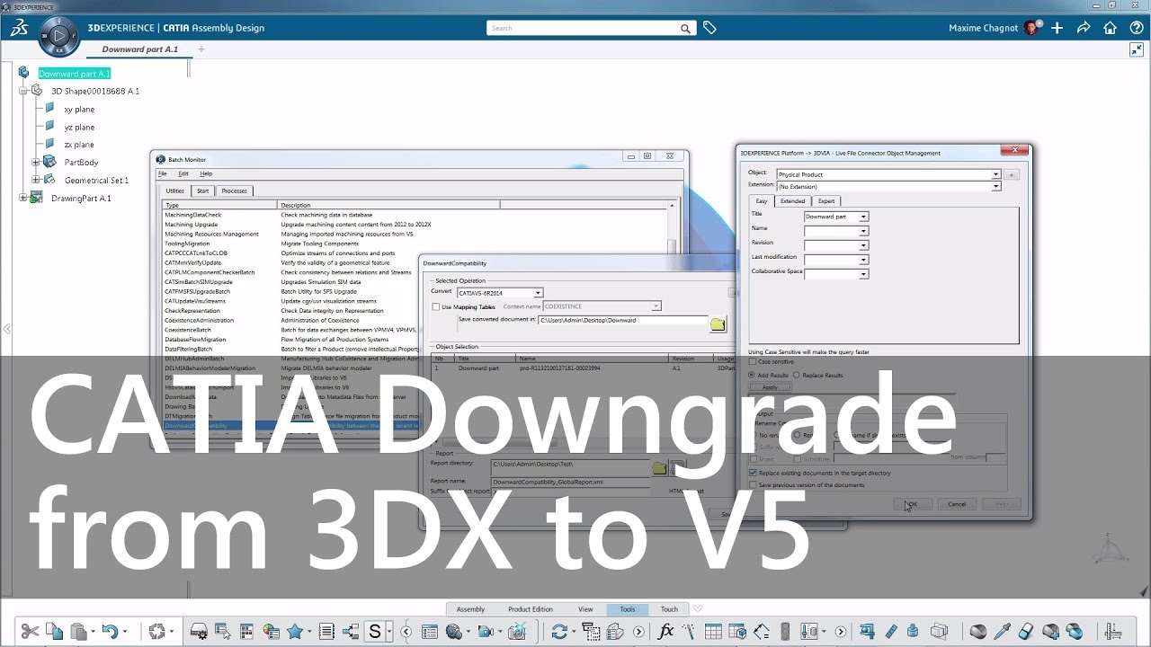 Downward a CATIA model from 3DXP to V5