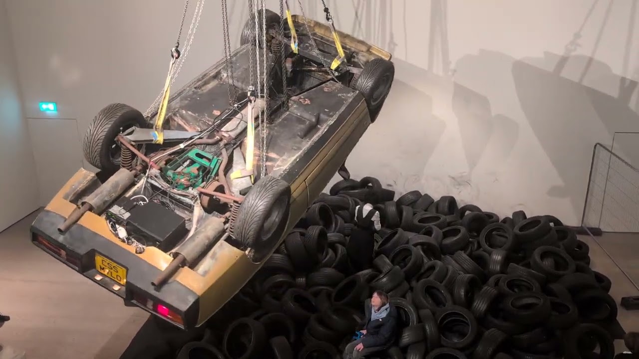 Allan Kaprow's iconic interactive installation, The yard on display at the  Saatchi Gallery