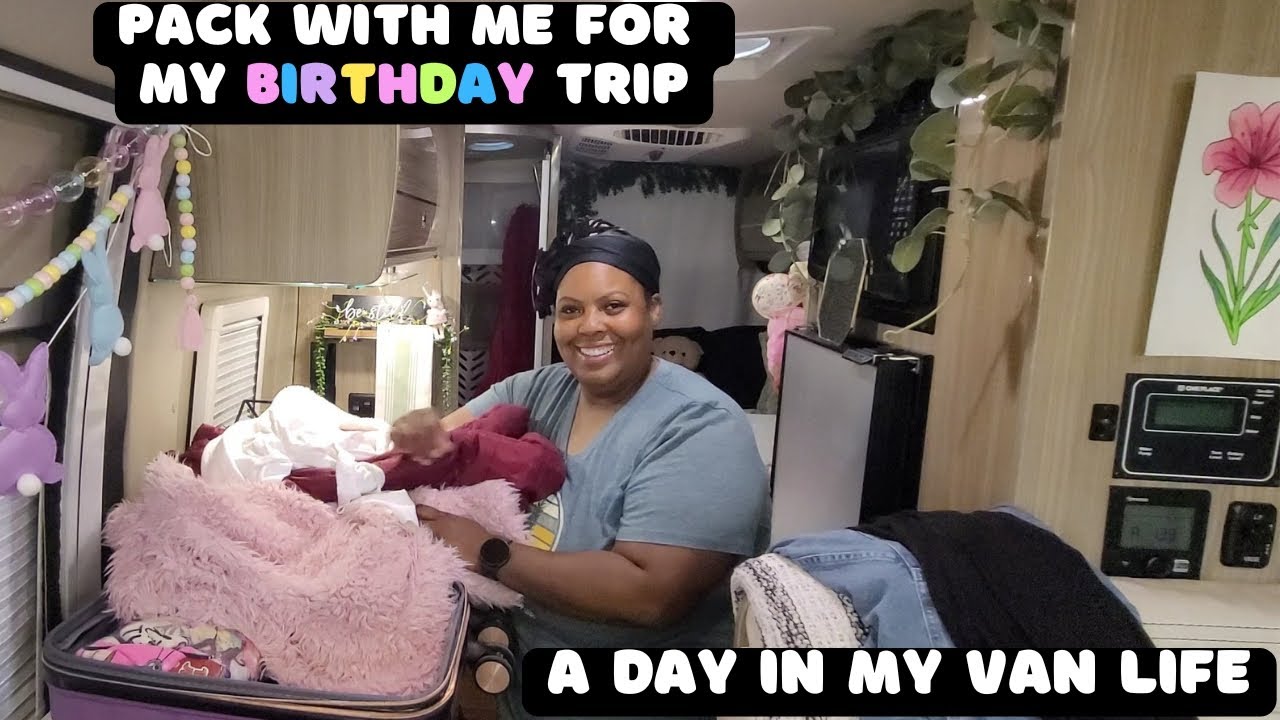 What is it like using a truck stop shower living in a van full-time + packing for my birthday trip 🥳