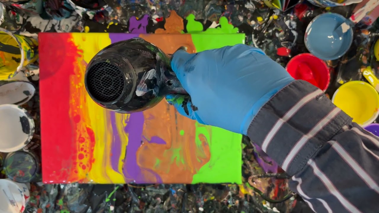 021 acrylic, übrige Farben, gezogen, geblasen, ausgebessert, schöner Farbencanvas