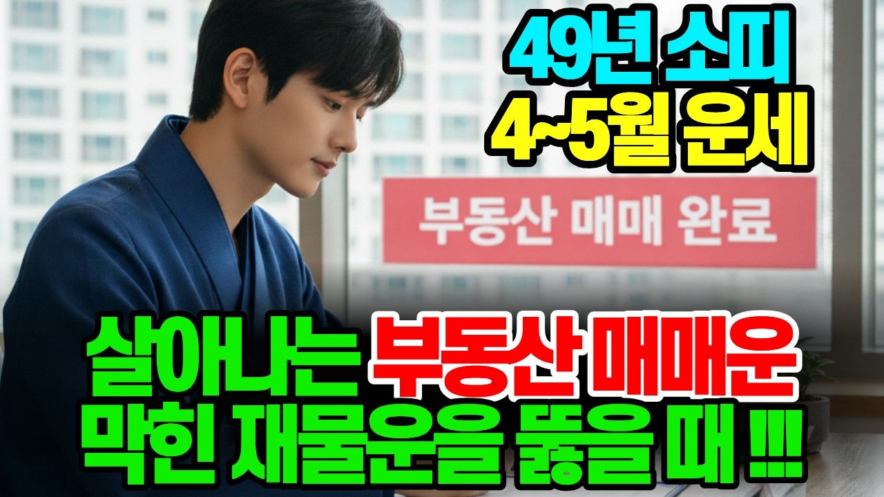 2026년 4~5월, 1949년 기축생 소띠, 대박 운세 총정리｜4~5월 행운 번호 공개｜살아나는 부동산 매매운 막힌 재물운 뚫을 때