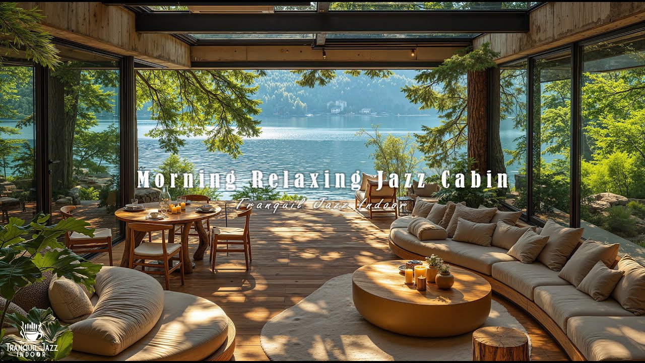 Morning Relaxing Jazz Cabin for Positive Energy | Quiet Lakeside Jazz Background Music for Unwind