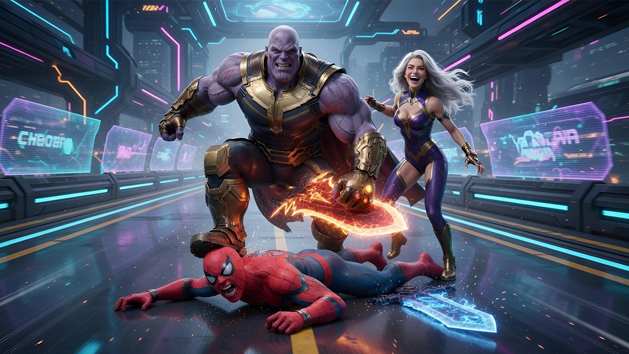 🔥❄️SPIDERMAN Wins the Fire vs Ice Sword Racing Championship vs Thanos – Epic Battle Challenge