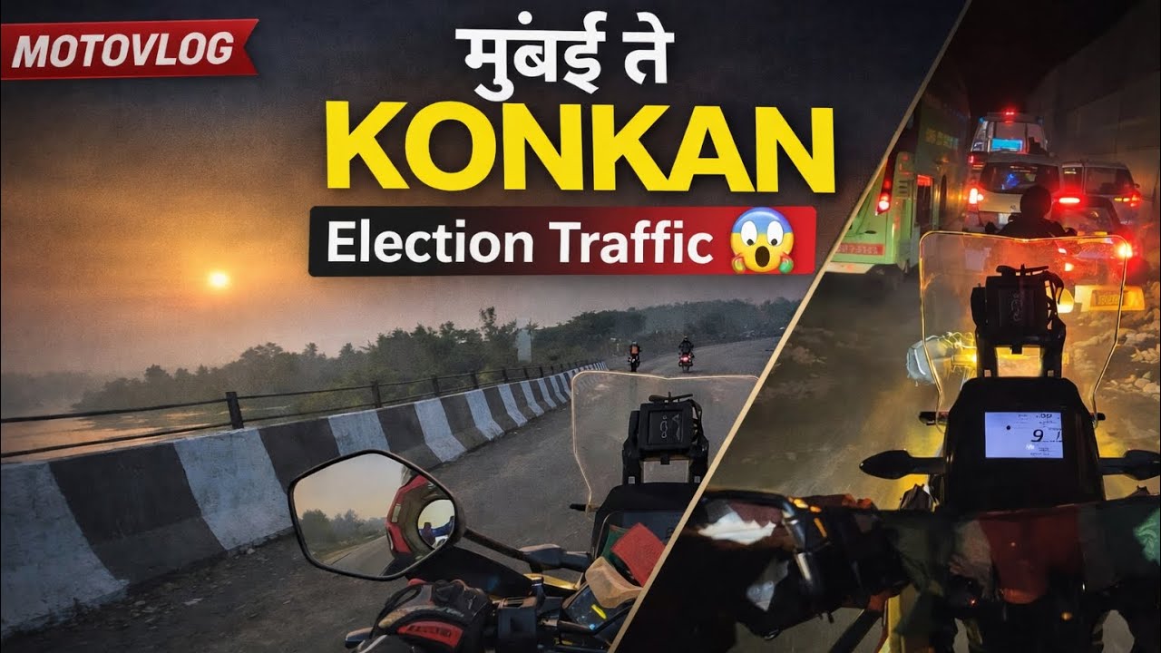 Mumbai to Konkan Bike Ride 🏍️ | Local Election Traffic 😱 | Marathi Motovlog