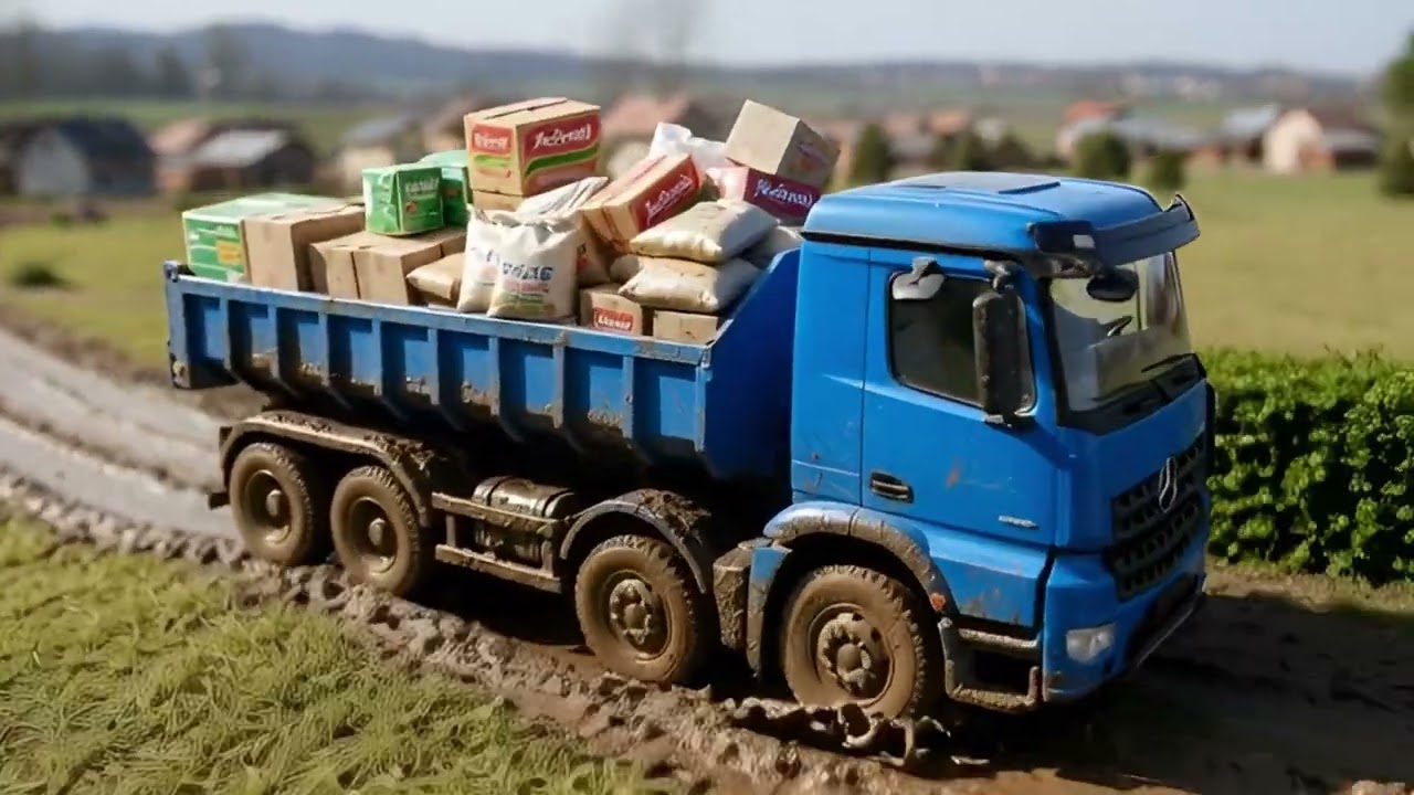 Food Delivery Adventure with Scania Truck Struggle Muddy Roads | Miniature Diorama