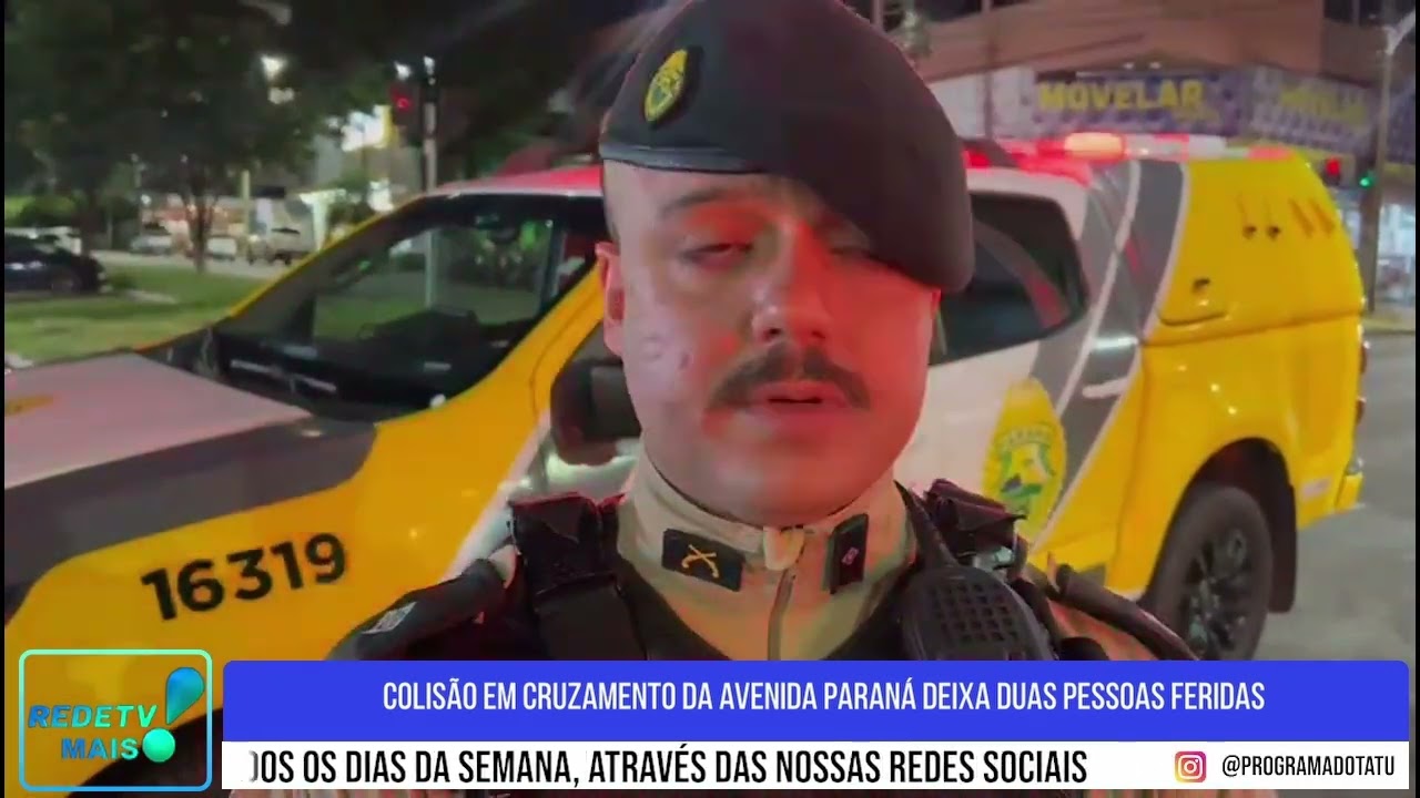 Colisão em cruzamento da Avenida Paraná deixa duas pessoas feridas