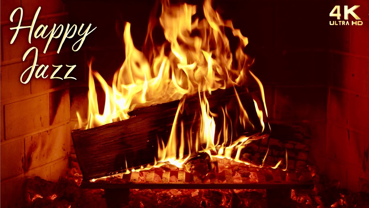 🔥 Happy Jazz Fireplace Ambience 🔥 Good Mood Jazz Music