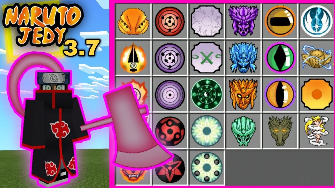 NOVA ATUALIZAÇÃO DO ADDON/MOD DO NARUTO JEDY 3.7 NOVOS MODOS INCRÍVEIS PARA O MINECRAFT PE (BEDROCK)