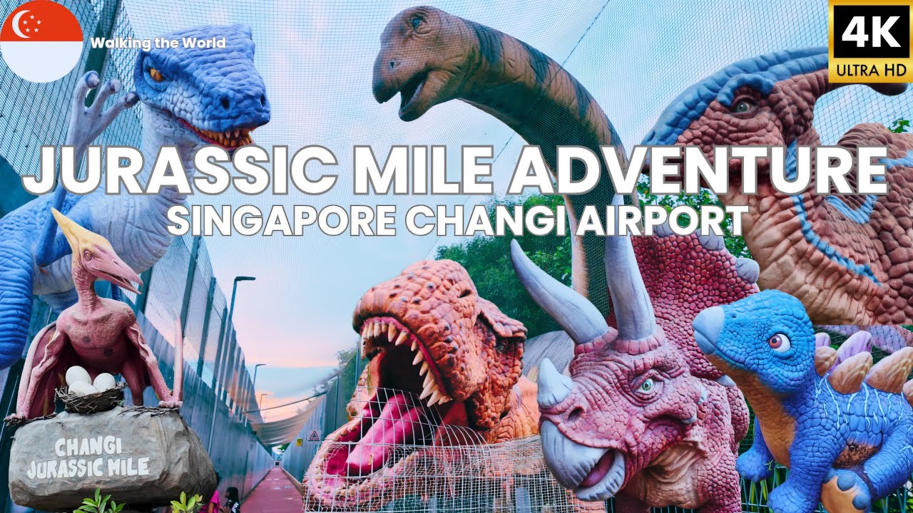 Meet ALL the Dinosaurs at Jurassic Mile Singapore 2025! Free Attraction at Changi Airport [4K]